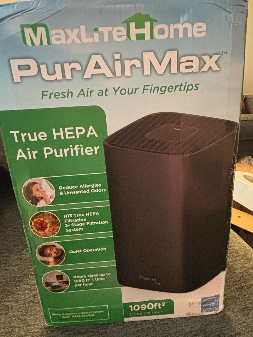 PurAirMax True HEPA Air Purifier - Black